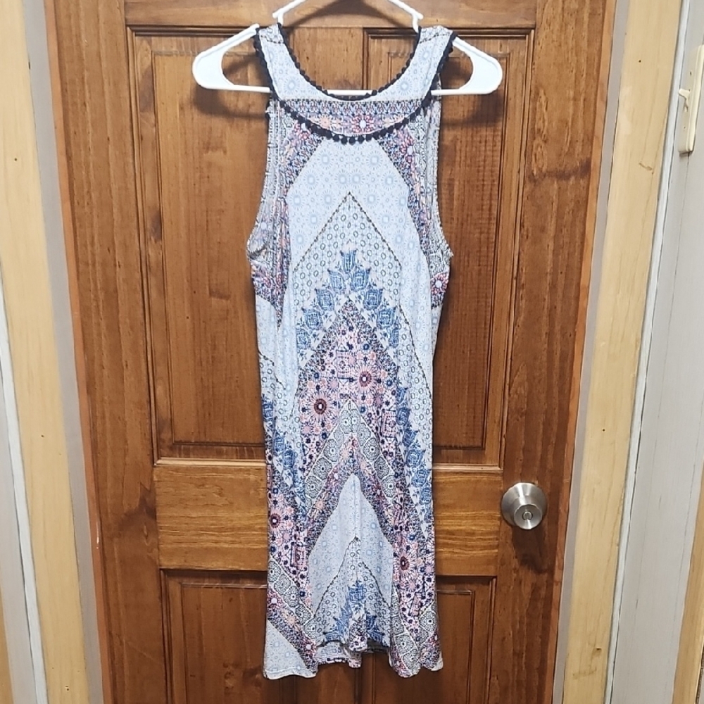 Three Hearts White and Blue Sheath Midi Dress